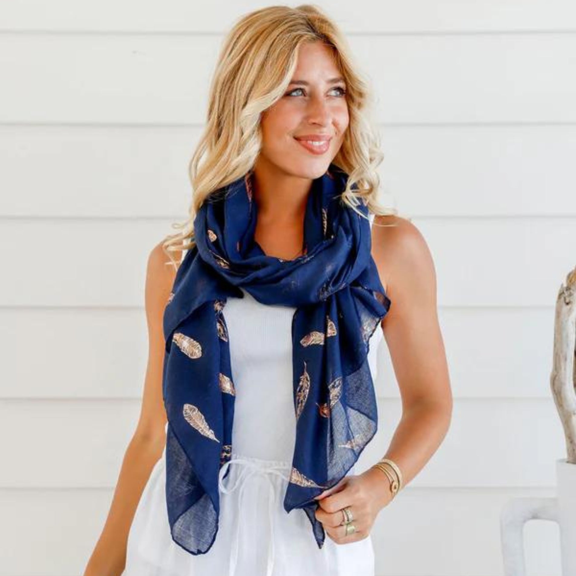 Hotsell Wizard Bronze and Navy Side Button Scarf